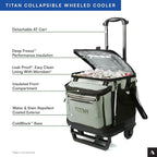 Titan by Arctic Zone Collapsible Wheeled Soft Sided Cooler with Detachable Rolling AT Cart, Insulated Bag with Leak Proof Lining, for Travel, Beach, Picnic, 60 Can Capacity