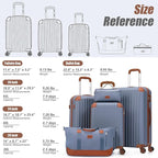 Cosbarn Luggage Sets 5 Piece Suitcases with Wheels, Suitcase Set ABS Hard Case Luggage with TSA Lock Spinner Wheels Durable Travel Luggage