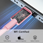 2Pack Pink Fast Charger Cable 10ft [Apple MFi Certified], USB Type C to Lightning Cable 10 Foot for Apple iPhone 13 12 11 Pro XR XS Max X 8 Plus