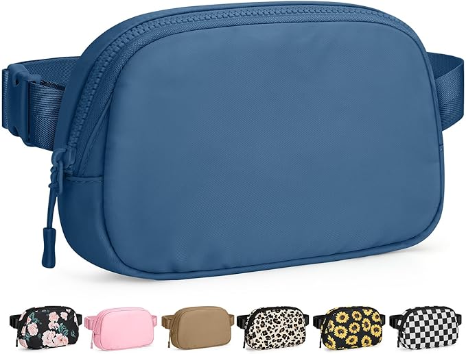Pritent Fanny Packs for Women Cross Body Bag Waterproof Belt Bag with Adjustable Strap and Zipper Back Pocket Small Crossbody Bags Fashion Waist Packs for Workout Travelling(Navy Blue)