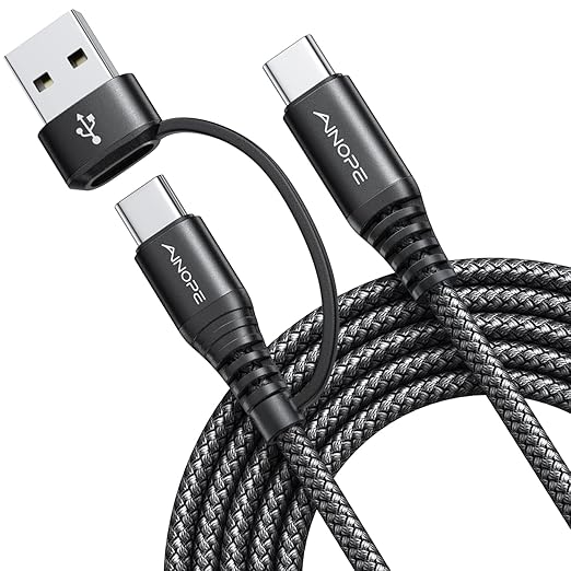 AINOPE USB C to USB C Cable, 10 FT USB C Cable Fast Charging with USB to USB C Adapter, 60W USB to USBC Cable for iPhone 17 Pro Max Air Type C Cable for iPhone 16/15/14/13/12, Black