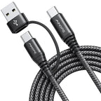 AINOPE USB C to USB C Cable, 10 FT USB C Cable Fast Charging with USB to USB C Adapter, 60W USB to USBC Cable for iPhone 17 Pro Max Air Type C Cable for iPhone 16/15/14/13/12, Black