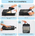 PFEYRPK Lightweight Compression Packing Cubes for Suitcases, Compressible Expandable Travel Packing Organizer with Clear Toiletries and Backpack Bag, Travel Essentials for Carry on Luggage 7 Set