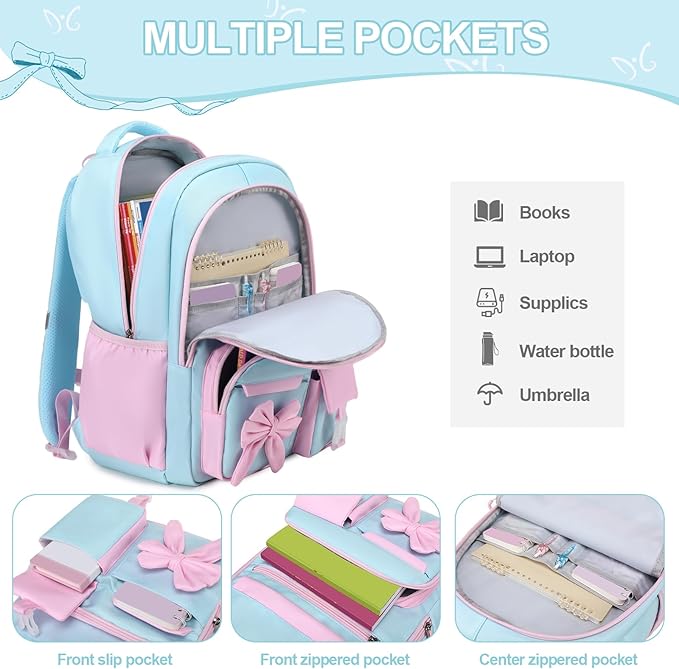 DIGOBAY Backpack for Girls, 3PCS Girls Backpack for School with Lunch Bag Pencil Case, Cute Kids Teens Bookbag for Kindergarten Elementary Preschool Middle School