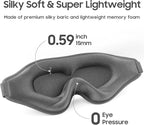 Sleep Mask - Total Blackout 3D Sleeping Mask, Super Lightweight & Silky Soft Eye Mask for Sleeping, Fully Adjustable Fit for Home, Office, Traveling, Meditation, Yoga, Gray, Mothers Day Gifts
