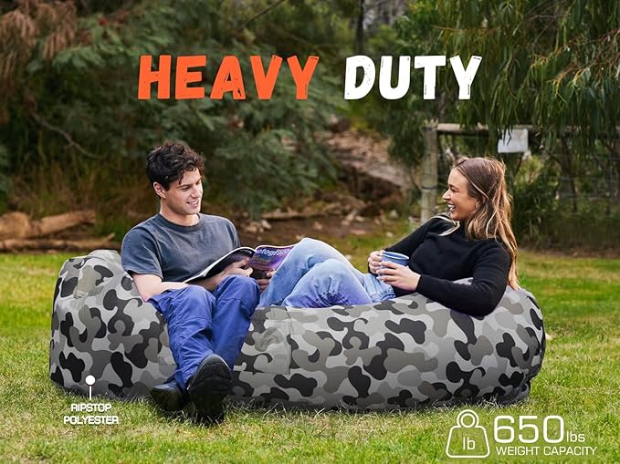 WEKAPO Inflatable Couch Air Lounger Chair - Camping & Beach Accessories, Portable Blow up Sofa for Hiking, Lawn, Indoor/Outdoor Movies & Music Festivals. Lightweight and Easy to Set Up Air Hammock