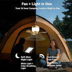 Camping Fan with Light & Remote, Portable Ceiling Fan for Tents, Canopy, Beach, RV, Car, Camper & Outdoor, Wireless Rechargeable Hanging Pop up Tent Fan - 3 Speed Breeze & Timer, 10.63 Inch