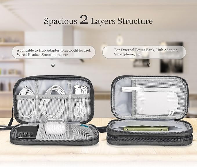CAOODKDK Electronic Organizer Travel Cable Accessories Bag, Electronic Organizer Case, Waterproof Electronic Accessories Organizer Bag for Power Bank, Charging Cords, USB Cable (Dark Gray)