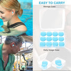 Ear Plugs for Sleeping, 16 Moldable Noise Cancelling Silicone Earplugs for Swimming, Snoring, Sleep and Studying, Blue