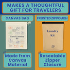 Travel Laundry Detergent Sheets Gift Set - Travel Detergent Sheets, Travel Clothesline, Foldable Laundry Bag, Canvas/Zip Bags, Great for Hotels, Campers & Cruise Essentials