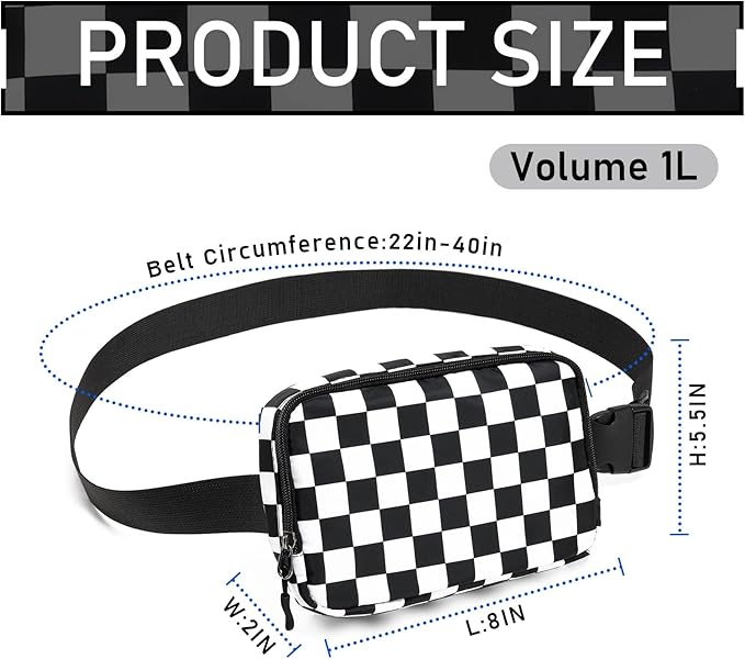 Amazerbst Belt Bag, Fanny Pack, Everywhere Belt Bag,40 Inch Adjustable Strap,for Women and Men,Waterproof