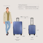 U.S. Traveler Boren Expandable Hardside Rugged Travel Luggage with 8 Spinner Wheels, Navy, 2-Piece Set