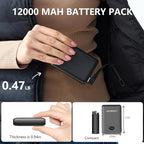 2 Pack 5V 2A/3A Battery Pack for Heated Vest Heated Jacket, 12000mAh Power Bank for Heated Apparel with LED Display with 7.4V DC Port