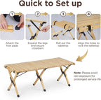 GYMAX 48 Inch Folding Camping Table, Roll-Up Pine Wood Picnic Table with Carry Bag, Portable Lightweight Low Beach Table for BBQ, Party, Backyard Camping