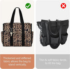Becokan Large Tote Bag for Women Waterproof with 12 Pockets Top Zipper Closure Utility Teacher Nurse Bags for Work School
