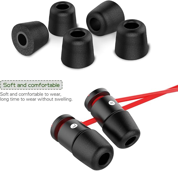 [6 Pairs] Earphone Tips New bee 12pcs Replacement Earbud Tips Blocking Out Ambient Noise Memory Foam Earbuds Inner 4.9mm for in-Ear Headphones with 5mm-7mm Tips (Black, S/M/L)