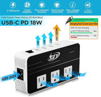 Key Power 230-Watt Step Down 220V to 110V Voltage Converter & International Travel Adapter/Power Converter with USB-C Port 18W - [Use for USA Appliance Overseas in Europe, AU, UK, Ireland, etc.]