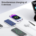 penaover Portable Charger with Built-in Cables&AC Wall Plug,Slim 10000mAh 22.5W Fast Charging Power Bank,5 Output 2 Input USB-C External Battery Pack Compatible with iPhones,Samsung,Android, etc
