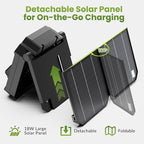 26800mAh Portable Fan Rechargeable with 18W Detachable Solar Panel, Quiet Battery Powered Camping Fan Cordless with LED Lantern,3 Speed,Timer,USB-C,for Bedroom Tent Home Office Desk Hurricane(Black)