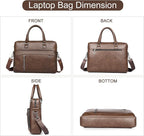 Brown PU Leather Laptop Bag for Men Stylish Mens Messenger Bag Durable Work Bag Practical Shoulder Bag Spacious Computer Briefcase
