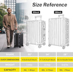Krute Zipperless Luggage 24 Inch Aluminum Frame Suitcase with Spinner Wheels PC+ABS Hardide Checked Luggage TSA Approved No Zipper Travel Suitcase Black