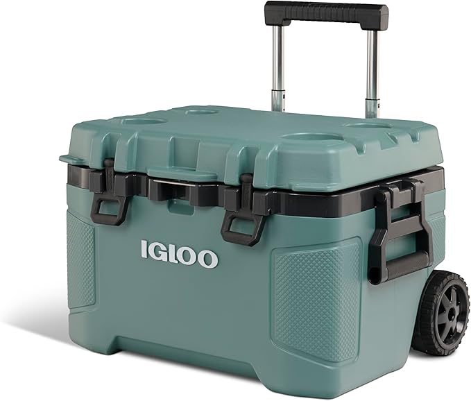 Igloo Trailmate 52Qt Wheeled Cooler, Insulated Hard Shell Ice Chest, Spruce