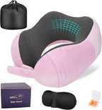 Cirorld Neck Pillow for Traveling, Travel Pillows for Airplanes,100% Pure Memory Foam Travel Neck Pillow, Adjustable Flight Pillow, Portable Plane Accessories with Eye Mask, Earplugs, Carry Bag