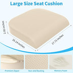 TranquilRelax Large Seat Cushion, Memory Foam Cushion for Long Sitting Hours on Office Chair, Home & Car, Non-Slip Chair Pad for Relieving Back & Sciatica & Hip & Coccyx Pain (Khaki)