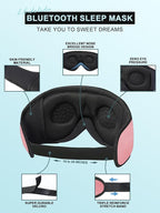 LC-dolida Sleep Headphones, Sleep Mask Bluetooth Wireless Music Eye Mask, Sleeping Headphones for Side Sleepers Sleep Mask with Bluetooth Headphones Ultra-Thin Stereo Speakers Perfect for Sleeping