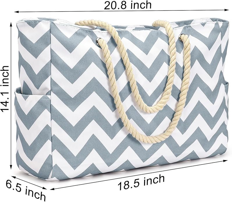 Becokan Beach Bags for Women Large Waterproof Beach Tote Bag Zipper Beach Bags Waterproof Sandproof Swim Pool Bag Large Tote