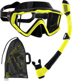 Aegend Snorkeling Gear for Adults Youth Kids, Snorkel Mask with Top Dry Valve - Panoramic View Anti-Leak and Anti-Fog with Mesh Bag for Snorkeling, Scuba Diving, Freediving & Swimming