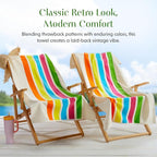 Loon & Lake Luxury Beach Towels Set of 2 - Retro Stripes | 2 Pack 30" x 60" | Crafted from 100% Combed Cotton | Ultra Plush & Super Soft | Retro Collection 1984