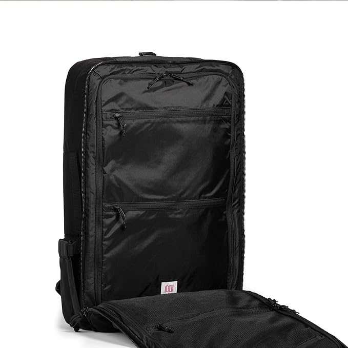 Topo Designs Global Travel Bag – 30L or 40L - Carry-On Compliant Most Airlines, Durable Travel Duffel Bag, Clam Shell Main Pocket, Laptop Sleeve, Backpack, Luggage (40L / Black/Black)
