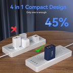 USB C Wall Fast Charger Block, 40W 4-Port Type C Charger Fast Charging Blocks PD Power Charger Adapter+QC 3.0 USB Multiport Charger Brick for Phone 17/16/15/14/13/12 Pro Max, Pad, GalaxyS25-Deep Blue