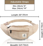 Freakmandu Eco-Friendly Boho Hippie Style Hemp Fanny Pack White Hip Waist Bag for Hiking Running Jogging (Nirvana)