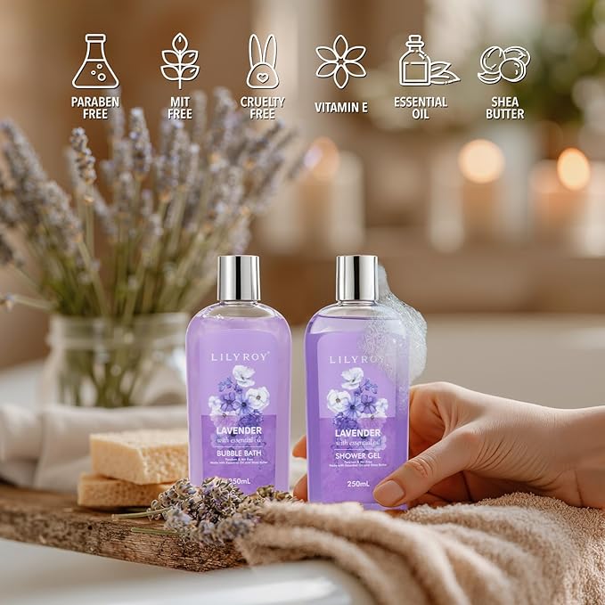 Mothers Day Gifts for Women - Lavender Bath and Body Gift Set for Women, Spa Gift Basket | Mothers Day Gifts for Mom, Birthday, Self Care, Valentines Day, Christmas Gift, All Occasion