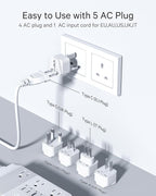 DOACE 220v to 110v Voltage Converter for European Travel: Max 500W Pure Sine Wave Voltage Converter US to Europe - 220 to 110 International Power Adapter Plug Combo Step Down Transformer White