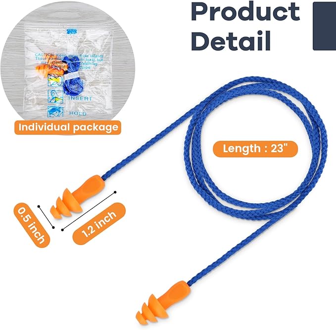 Silicone Ear Plugs, 100 Pairs Hearing Protection for Shooting, Swimming, Sleeping, Noise Cancelling, Corded, Multicolor
