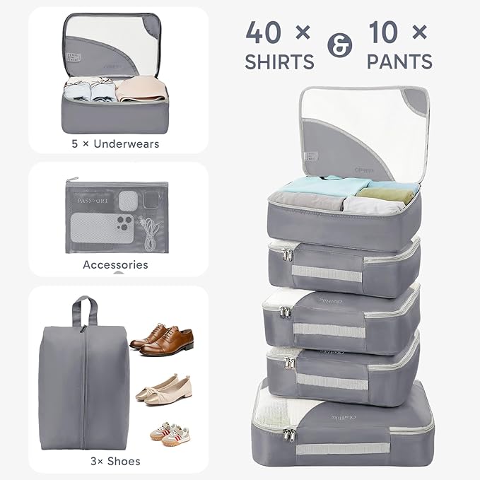 10 Set Packing Cubes for Travel, Gifts for Women Mom,Anti-Tearing Suitcase Organizer,OlarHike Vacation Essentials & Accessories for Cruise Ship