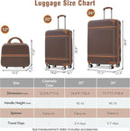 Luggage Sets, 2 Piece Carry on Luggage Set with Travel Bag, 2 Piece Expandable Spinner Hardshell Suitcase with TSA Lock, Back to School Suitcase, Women Men (Brown, 20/24 inch+Cosmetic Case)