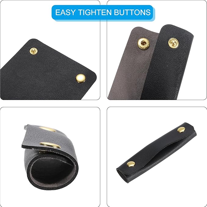uxcell 4Pcs Handbag Handle Wrap Covers, PU Leather Luggage Grip Protector for Suitcases, Shopping Bag (13x10cm, Black)