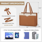 RAINSMORE Laptop Bag for Women 15.6 Inch Work Tote Bag with Detachable Strap & Bow Professional Laptop Tote with Cup Holder