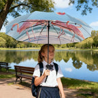 Auto Open Close Umbrellas for Rain and Sun,Folding Windproof Travel Umbrella Summer Pink Flamingos Artwork for Women Men