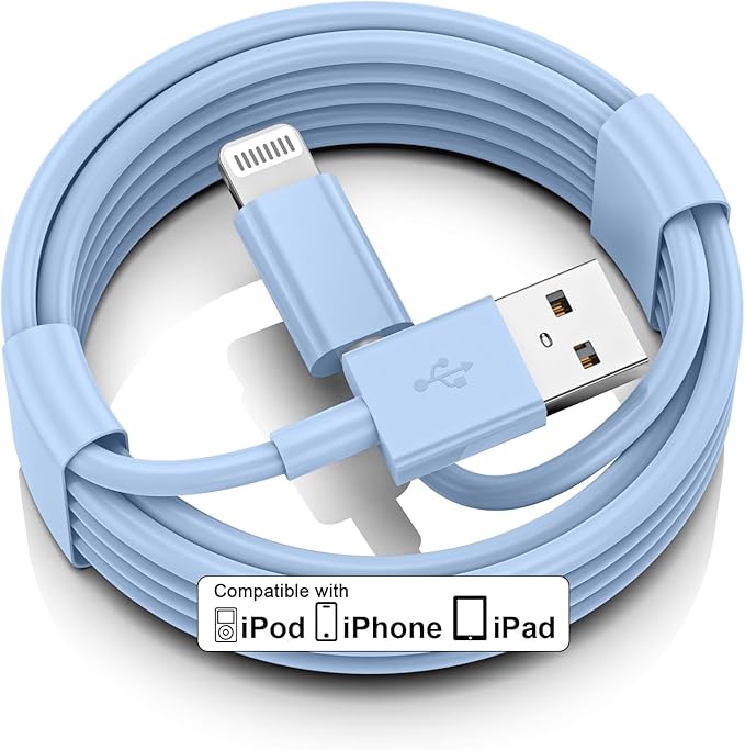FUPYWP Car iPhone Carplay Cable, Car Charger Cord, USB A to Lightning Cable Fast Charging & Data Transfer for iPhone 14/13/12/11 Pro Max XR XS X 8 7 6 Plus SE Tangle-Free,3ft Blue