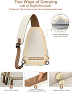 Capolo Sling Bag for Women Men Waterproof Crossbody Bags for Women Trendy Casual Fanny Pack with Convertible Shoulder Strap Chest Bag for Travel Hiking(Beige, Large)