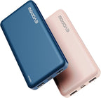 2-Pack Portable Charger, Slimmer 10000mAh Power Bank, USB C in&Out Fast Charging Battery Pack, External Portable Power Bank for iPhone Tablet Samsung Pixel Headphones etc (Blue&Pink)