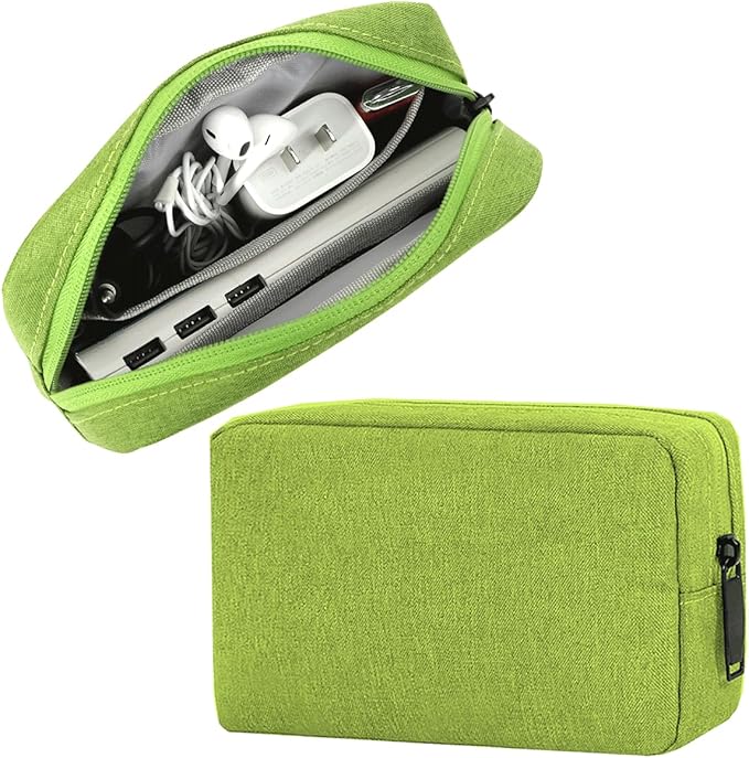 CAAORDKSO Electronic Organizer Travel Cable Accessories Case, Electronic Organizer Bag, Electronic Accessories Organizer Pouch for Cable, Cord, Charger, Phone, Power Bank, Earphone (Small-Green)