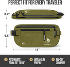 VENTURE 4TH Money Belt for Travel – Slim Hidden Under-Clothes RFID Blocking Anti-Theft Passport Holder & Travel Wallet Pouch for Men & Women to Protect Cash, Cards & Documents (Green)