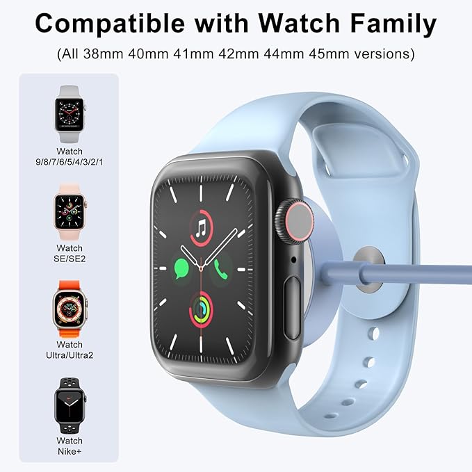 2Pack Blue for Apple Watch Charger USB Magnetic Wireless Fast iWatch Charger Portable Compatible with iWatch Ultra/Series 9/8/7/6/SE/SE2/5/4/3/2/1-[3.3FT]