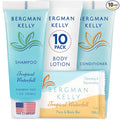Bergman Kelly Hotel Toiletries Bundle (Tropical Waterfall, 1 oz each, 40 Pcs) 4-Piece Set: 10 Rectangular Bar Soap, 10 Shampoo, 10 Conditioner & 10 Body Lotion - Bulk Mini Guest Amenities Supply